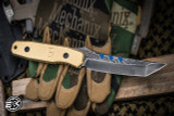 Blackside Customs Kimura Fixed Blade Knife Beskar Brass 4" MagnaCut Black