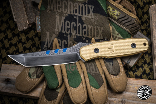 Blackside Customs Kimura Fixed Blade Knife Beskar Brass 4" MagnaCut Black