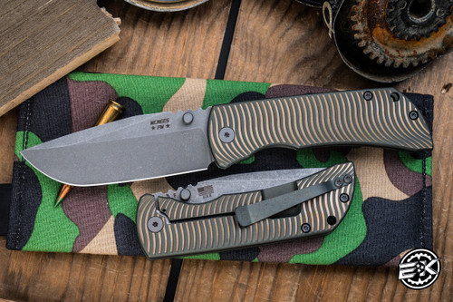 Mcnees Knives Mac 2 Titanium Swerve Green-Bronze 3.5" MagnaCut Atomic Stonewash