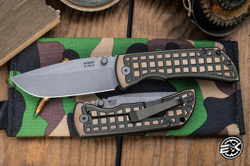 Mcnees Knives Mac 2 Bronze-Green Titanium Frag Two Tone 3.5" MagnaCut Atomic Stonewash