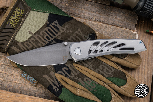 Sharknivco Nashville WAKA Titanium Gills Framelock 3.25" Blasted