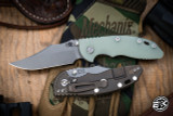 Hinderer Knives Non Flipper Folding Knife XM-18 Translucent Green G10 3.5" Bowie Battle Bronze