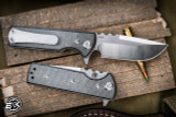 Chaves Knives Blue Label T.A.K. Flipper Knife Black Micarta 2.75" Drop Point Stonewash