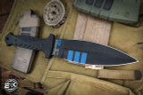 Blackside Customs Fairgate Fixed Blade Knife Blue Line Titanium G10 10" PSB27 Black