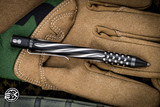 Nottingham Tactical Tibutton Pen Black/Silver Spiral Flute Dots Titanium 5" Parker Double Lock RHDL