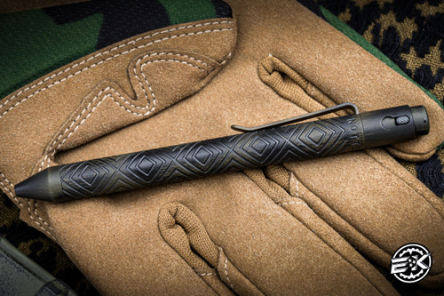 Nottingham Tactical Tibutton Pen Marksman Distressed OD Green Titanium 5" Parker Single Lock RHSL