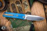 Medford The Antik Folding Knife Blue Titanium 3.6" S45VN Tumbled Tanto