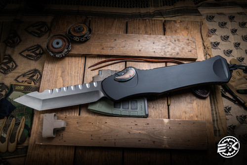 Heretic Knives GIANT Hydra 3X OTF Aluminum Chassis Titanium Accents 11" Tanto Stonewash