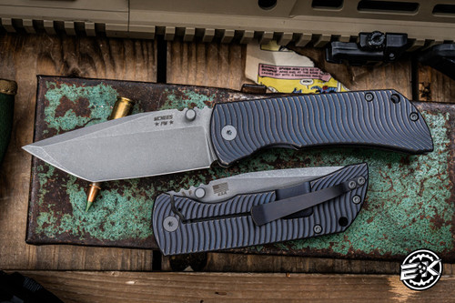 Mcnees Knives MAC2 Atomic Purple Titanium 3.5" Swerve Tanto Bronze