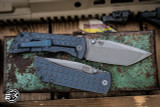 Mcnees Knives MAC2 Atomic Blue Bronze Frag Titanium 3.5" MagnaCut Tanto