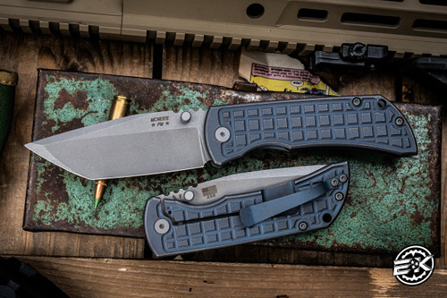 Mcnees Knives MAC2 Atomic Blue Bronze Frag Titanium 3.5" MagnaCut Tanto