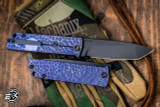 Medford The Antik Front Flipper Folding Knife Violet "Hammered" Sculpted Titanium 3.75" DLC Tanto