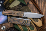 Medford The Antik Front Flipper Folding Knife Black/Bronze "Shou-Shougi-Ban" Sculpted Titanium 3.75" Tumbled Tanto