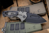 Medford Praetorian Ti Folding Knife Old-School Tumbled "Peaks-N-Valleys" Sculpted Titanium 3.75" DLC Drop Point