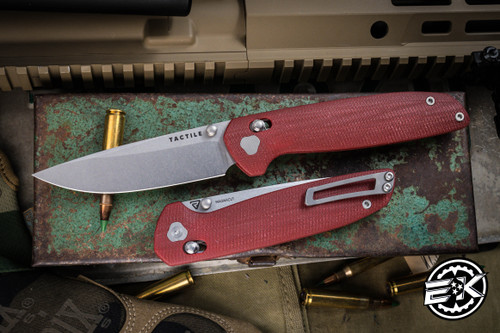 Tactile Knife Co. "Maverick" Crossbar Lock Folding Knife Red G10 3.5" MagnaCut 