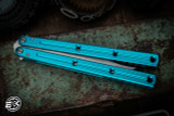 Squid Industries Krake Raken V3 Teal Butterfly Balisong 4.3" Bowie Satin