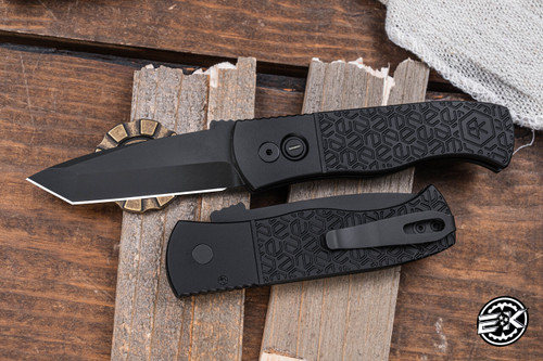 EKnives EKclusive-ProTech Emerson CQC7 Operator E-KAMO Automatic Folding Knife, Tritium Button 3.25" Chisel Tanto Black