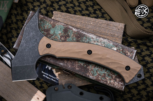 Toor Knives F13 Tommy Tomahawk Axe Omaha Tan G10 5.5" Black Oxide