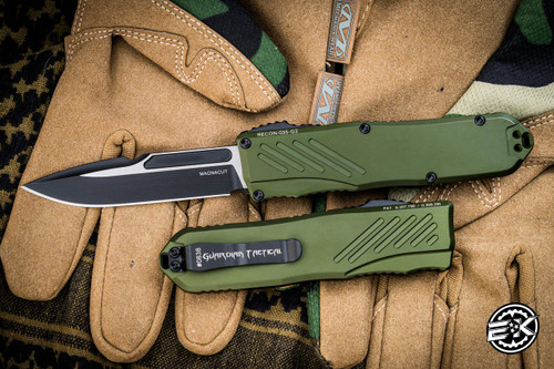 NEW-Guardian Tactical RECON-035 G2 OD Green OTF 3.3" MagnaCut Drop Point Two-Tone 98211-G2