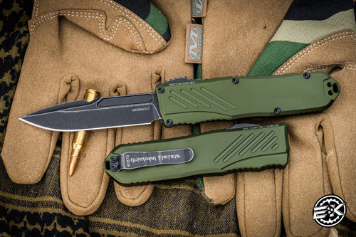 NEW-Guardian Tactical RECON-035 G2 OD Green OTF 3.3" MagnaCut Drop Point Dark Stonewash 98611-G2