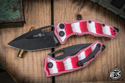 Heretic Knives "Medusa" Automatic Candy Cane G-10 3" MagnaCut Tanto DLC H011-6A-CANDY