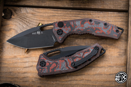 Heretic Knives "Medusa" Automatic Red Camo Carbon 3" Tanto DLC H011-6A-RD/CC