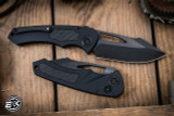 Heretic Knives "Pariah" Manual Button Lock Folding Knife Tactical Glow Carbon Fiber Inlays Tritium Button 4" DLC MagnaCut H046-6A-GLO/CF