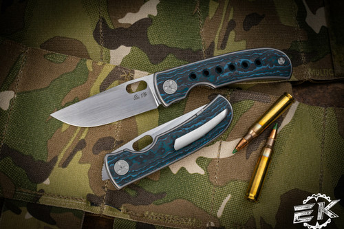 WingManEDC/Tom Mayo MTNT Mach 3 Titanium Blue CF Inlay 2.8" Hand Rubbed