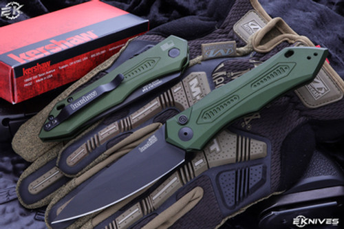 Kershaw Launch 6 Green Aluminum Automatic 3.75" Drop Point Black