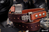 Microtech/Marfione Custom "APIS" Women's Belt Dark Brown Buffalo Leather w/ Titanium Bronzed Hardware