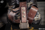 Microtech/Marfione Custom "APIS" Belt (Womens) Distressed Dark Brown Buffalo Leather w/ Titanium Bronzed Hardware