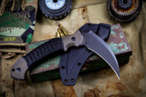 Bastinelli Knives "Grumpy" OD Green Micarta/Custom Tsuka Wrap Scythe 4" Black Serrated Spine