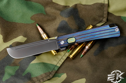 D Rocket Design Jupiter EDC Folding Knife Timascus 3" DLC Black Drop Point