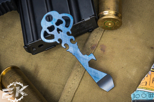  Chaves Knives Titanium Skeleton Key Tool Blue Anodized Crosshatch