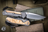 Chris Reeve Knives Large Sebenza 31 Box Elder Inlay/Bead-Blasted Titanium  Knife 3.6" Drop Point Stonewash L31-1108