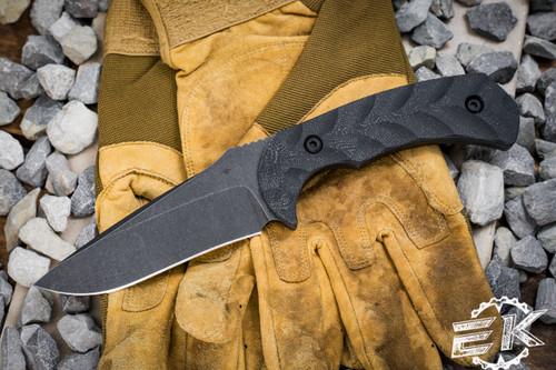 Toor Knives Mullet Fixed Blade Knife Textured Black G10 4.0" Drop Point Carbon Black