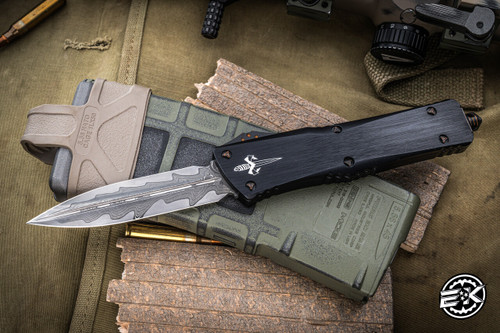 PREOWNED-Marfione Custom Combat Troodon Copper Ringed Hardware 3.8" Dagger Nichols Damascus