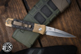 Preowned-ProTech Godson Limited Automatic Knife Bronze Aluminum/Camo FatCarbon Inlay 3" Bayonet Satin 7114