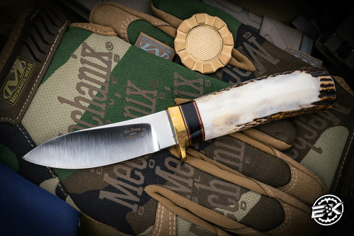 RL Dozier Knives Nesmuk Small Stag Handles Ivory Paper Micarta 3.5" Satin 