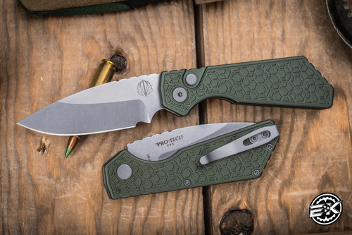 ProTech Strider PT Automatic Knife Gridlock Green Aluminum 3" Magnacut Stonewash PT205-GRIDLOCK