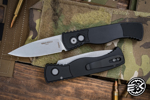 ProTech TR-2 Tactical Response Automatic Knife Black/Textured Aluminum 3" MagnaCut Clip Point  -T201