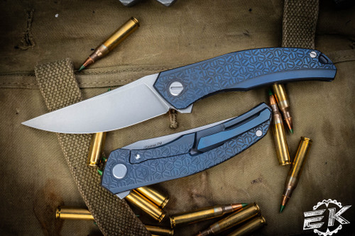 Shirogorov "Quantum" EKnives EKclusive Blue Hex Titanium 3.75" Stonewash