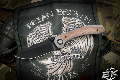 Brian Brown Knives Raptor v2 Natural Micarta Folding Knife 3.5" Tumbled PVD M390 