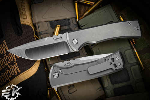 Chaves Knives 229 Redencion "Lee Williams Kickstop" Flipper Knife Stonewash Titanium 3.6" Satin Tanto