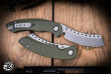 Red Horse Knife Works Hell Razor P OD Green G10 Knife 3.6" Cleaver Stonewash Blade