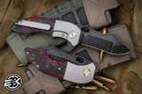 Red Horse Knife Works War Pig Red Marbled Carbon Fiber Frame Folding Knife 3.25" Black Stonewash