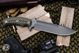 RMJ Tactical Combat Africa Fixed Blade Knife Dirty Olive Green G10 7.5" 80CRV2 Tungsten Clip Point