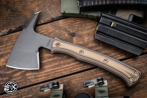 RMJ Tactical Pathfinder Hyena Brown G-10 Tomahawk 6" Tungsten Cerakote