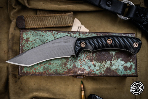 RMJ Tactical "Peregrine" Fixed Blade Knife Black G10 4.25" Recurve Tanto Tungsten