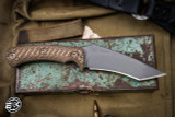 RMJ Tactical "Peregrine" Fixed Blade Knife Hyena Brown G10 4.25" Recurve Tanto Tungsten